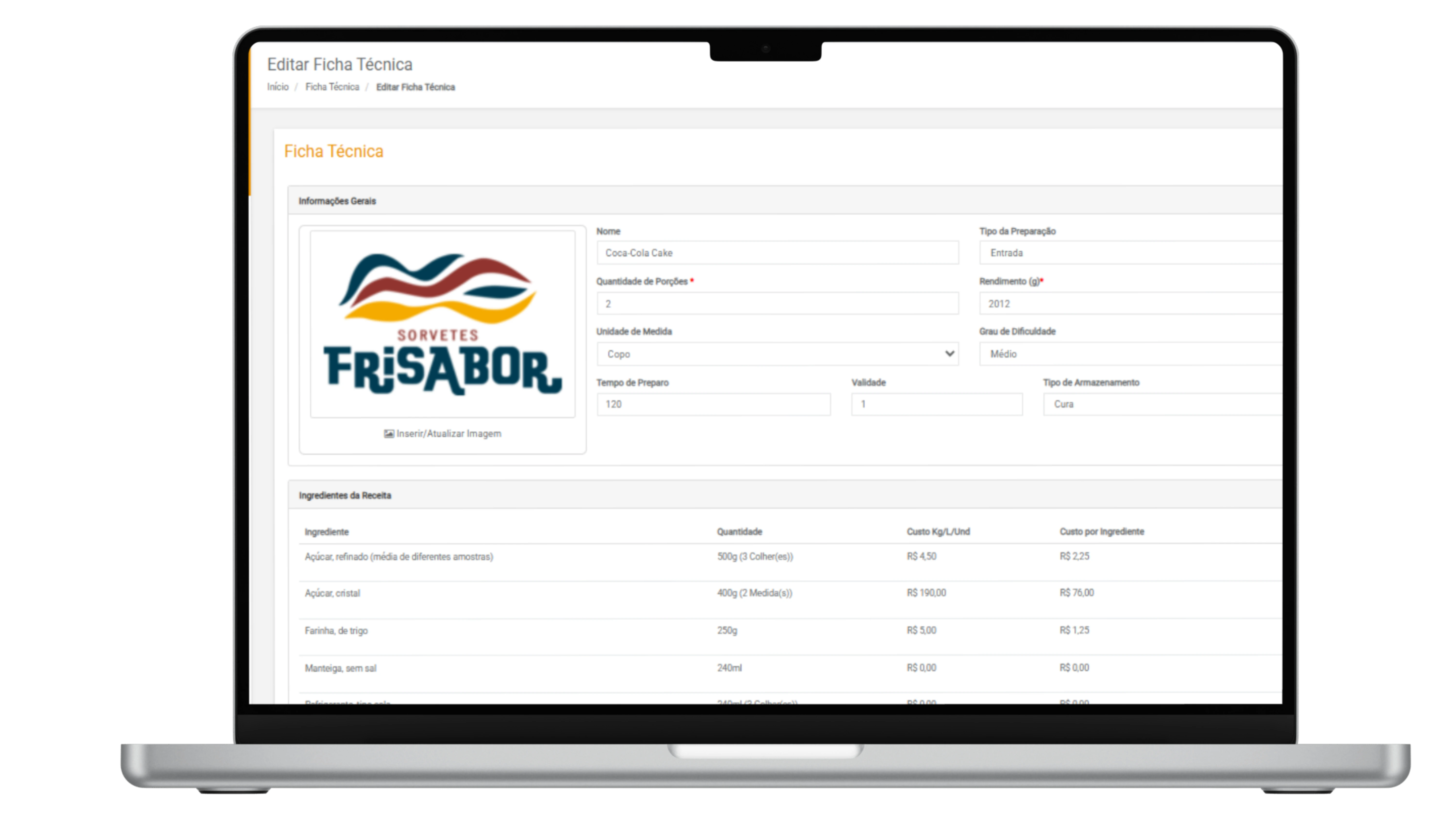Captura de tela mostrando Ficha Técnica - Crie fichas técnicas de produção detalhadas. Contr...