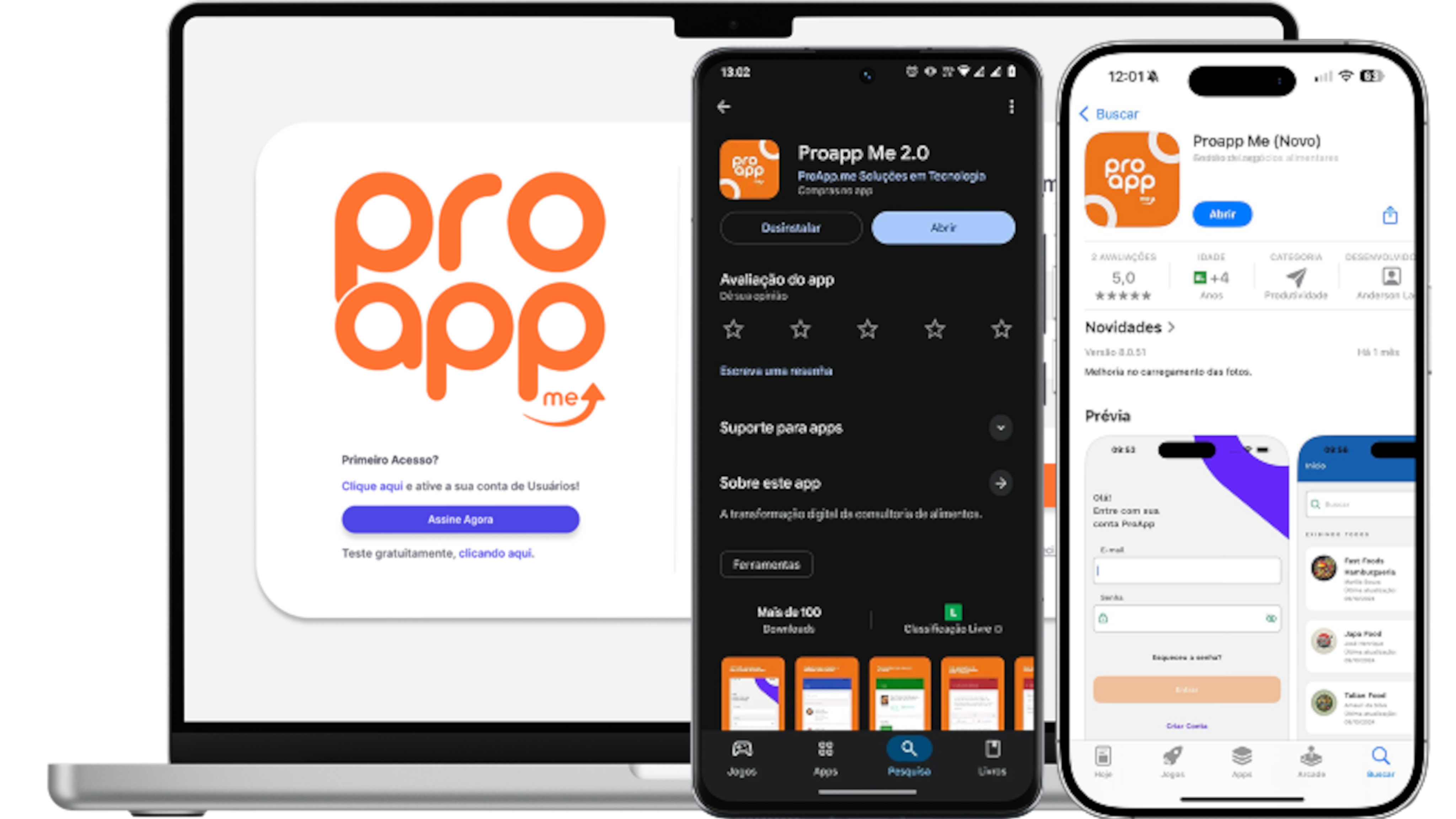 Captura de tela mostrando Multiplataforma - Download disponível para Andoid e iOS bem como ace...