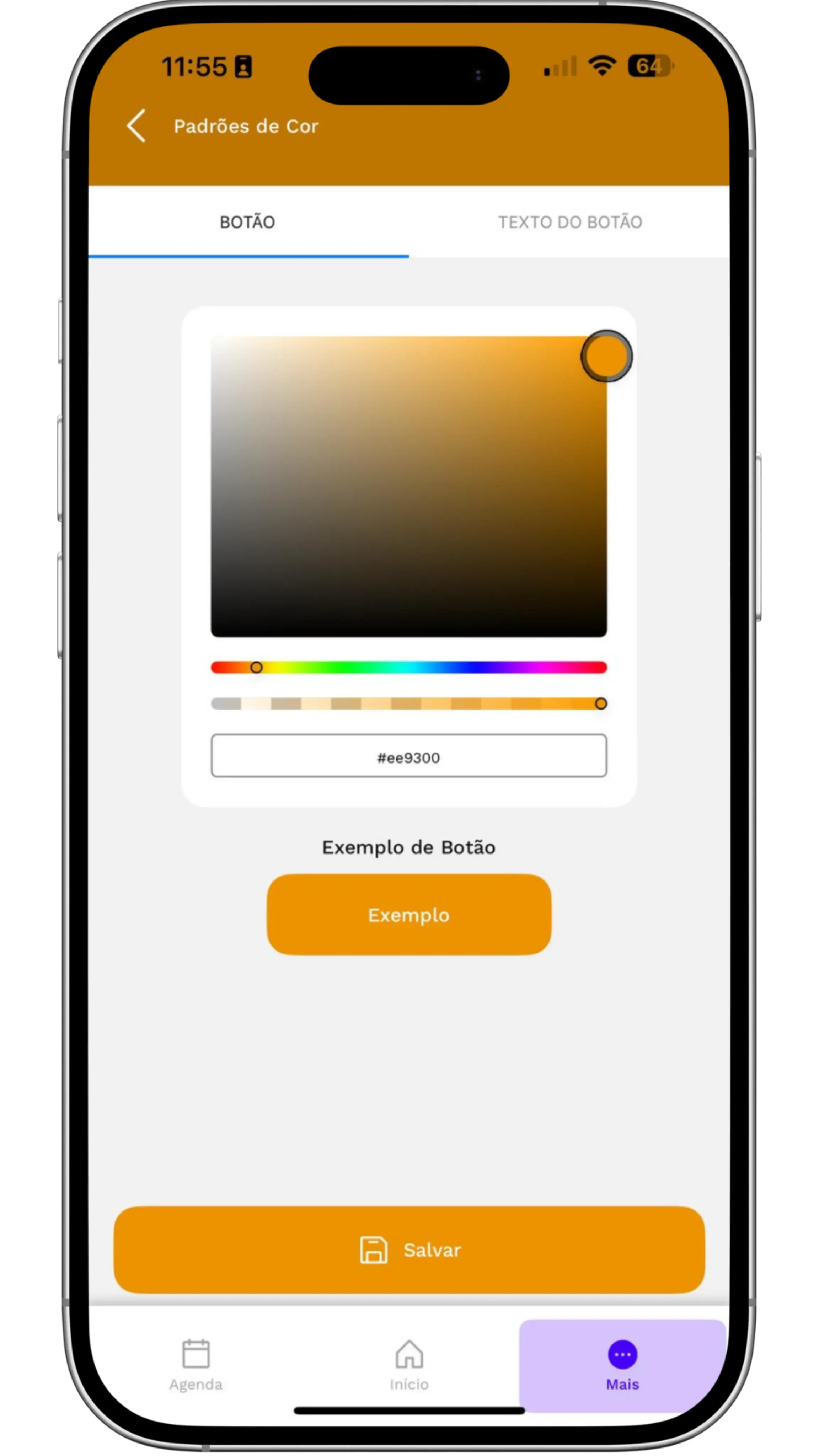 Captura de tela mostrando Personalize do Seu Jeito - Carregue sua cor e logomarca, o Proapp é a cara da...