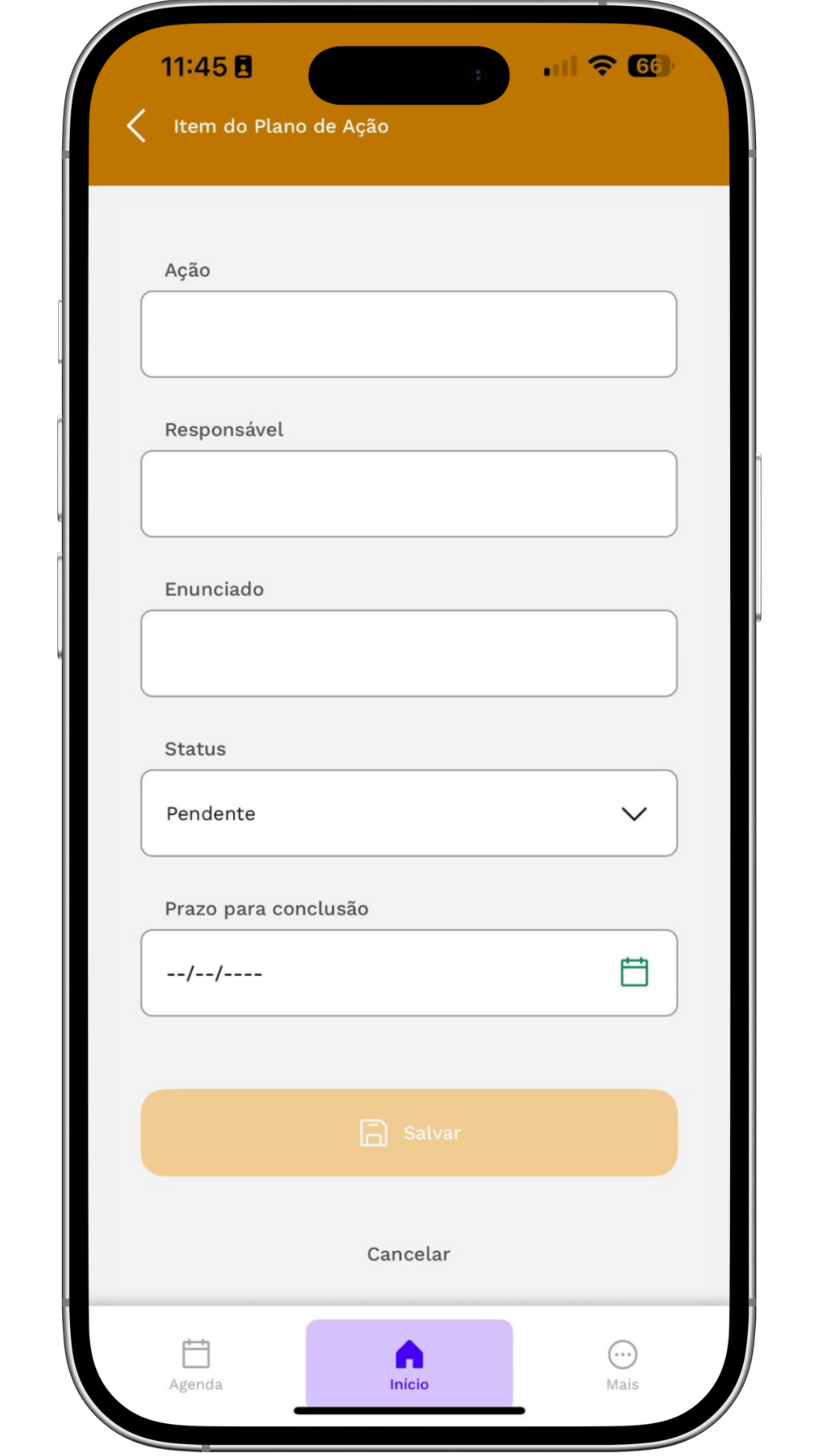 Captura de tela mostrando Plano de Ação - Tenha relatórios em um módulo de gestão que regist...